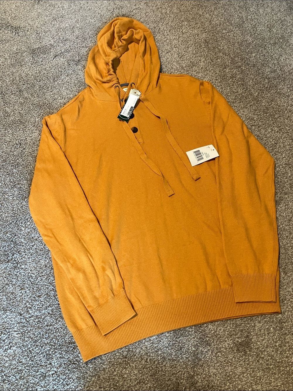 NWT HAWKER RYE KERR COTTON CASHMERE HENLEY 1/4 BUTTON DOWN HOODIE SIZE L